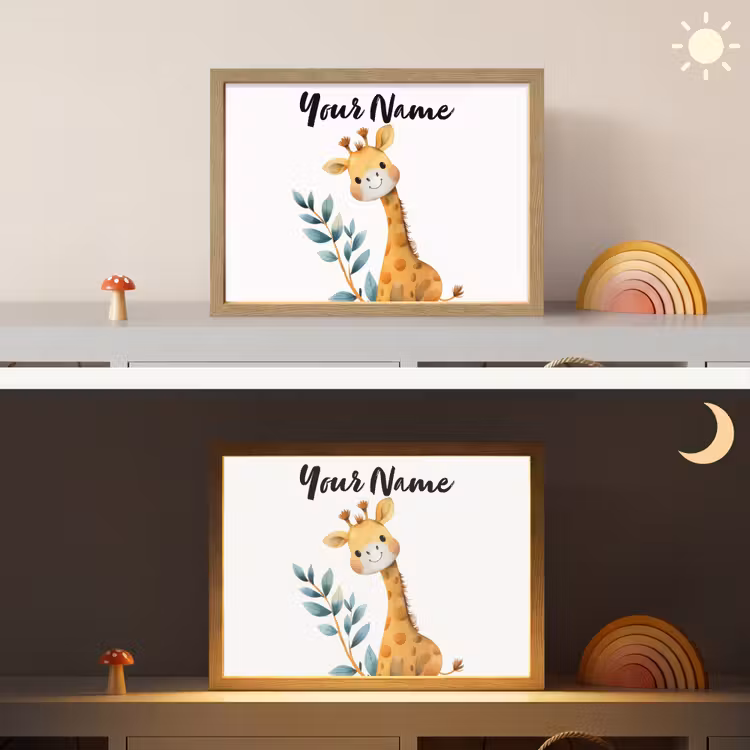 Giraf - Dier - Wilde dieren Light Box met batterij (Wandlamp kind) middel -sfeer3_kind