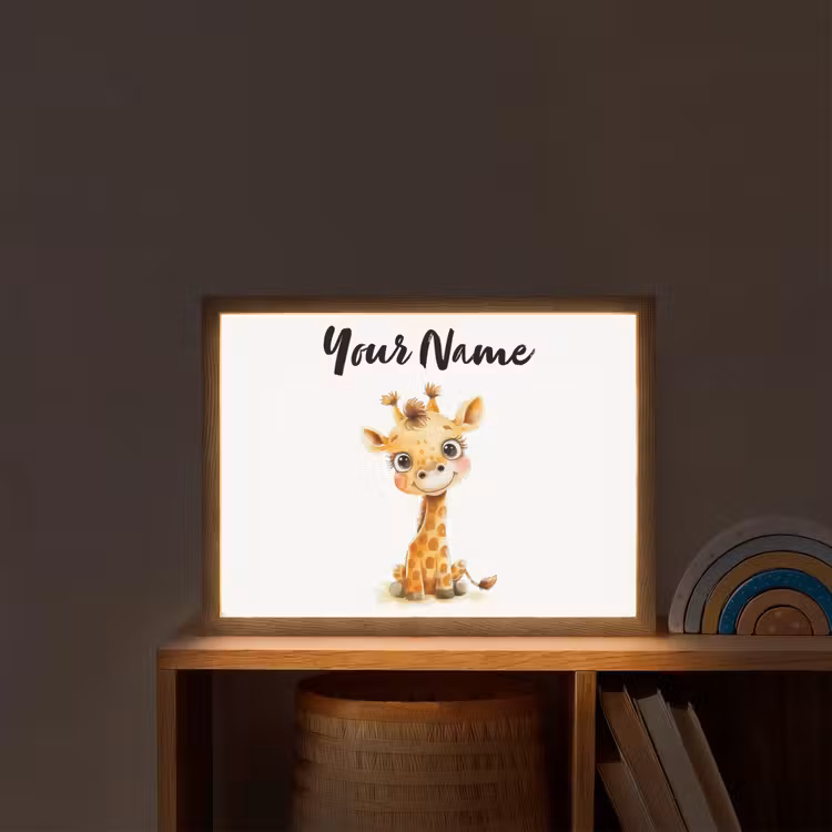 Giraf - Baby dier - Wilde dieren Light Box met batterij (Wandlamp kind) middel -sfeer1_kind