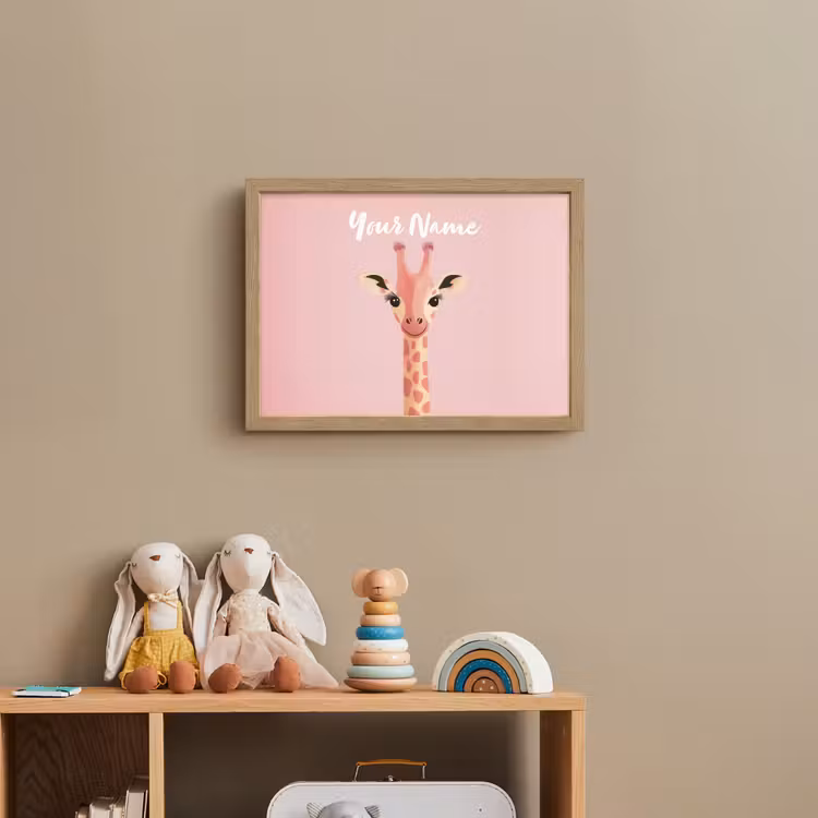 Giraffe - Illustratie - Roze Light Box met batterij (Wandlamp kind) middel -sfeer2_kind