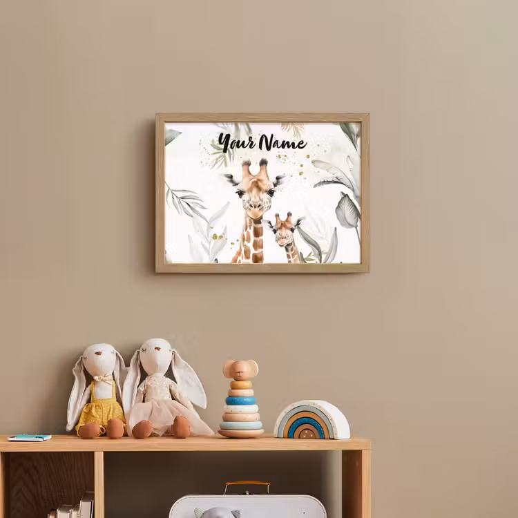 Giraffe - Bladeren - Kinderen - Dieren - Jungle Light Box met batterij (Wandlamp kind) middel -sfeer2_kind