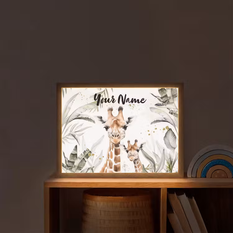 Giraffe - Natuur - Kinderen - Dieren Light Box met batterij (Wandlamp kind) middel -sfeer1_kind