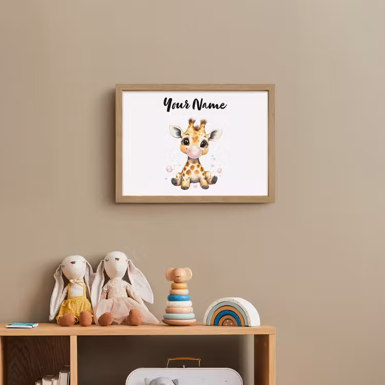 Giraffe - Roze - Kauwgom Light Box met batterij (Wandlamp kind) middel -sfeer2_kind