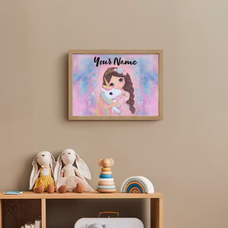Meisje - Eenhoorn - Glitter Light Box met batterij (Wandlamp kind) middel -sfeer2_kind