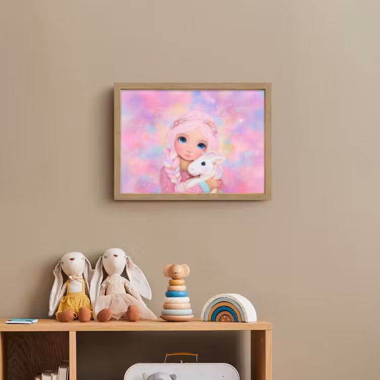 Meisje - Eenhoorn - Roze Light Box met batterij (Wandlamp kind) middel -sfeer2_kind