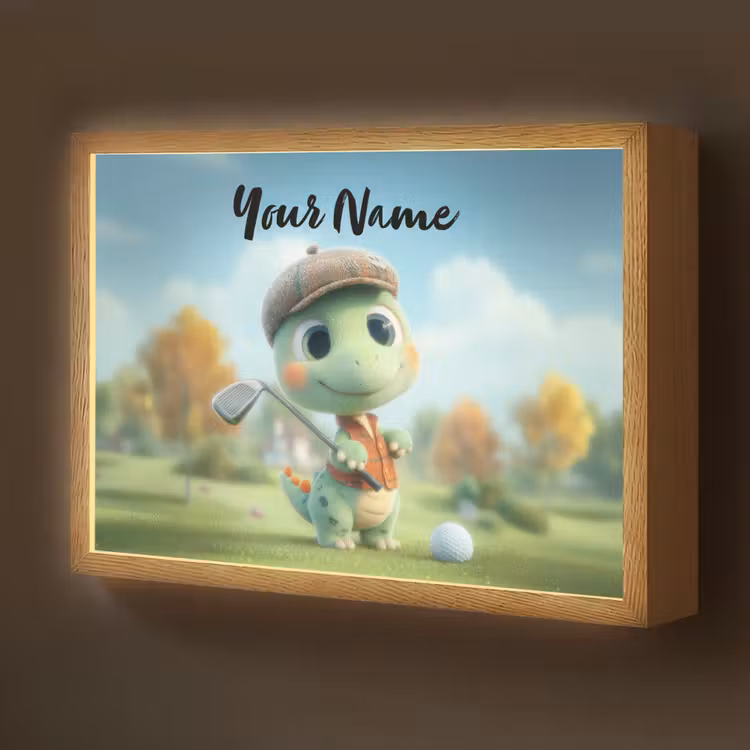 Golf - Dino - Groen Light Box met batterij (Wandlamp kind) middel -z3d_website