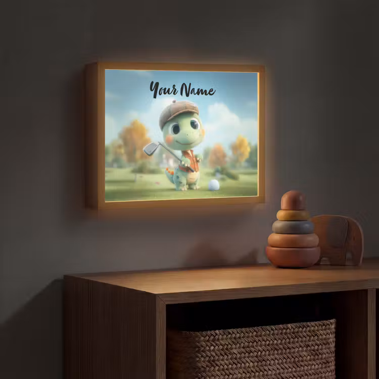 Golf - Dino - Groen Light Box met batterij (Wandlamp kind) middel -sfeer5_kind
