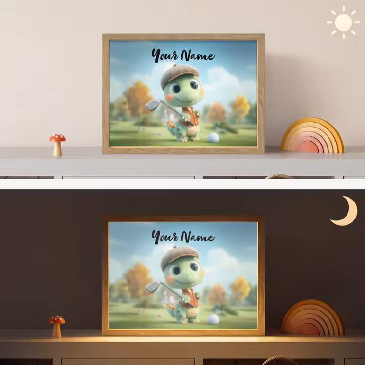 Golf - Dino - Groen Light Box met batterij (Wandlamp kind) middel -sfeer3_kind