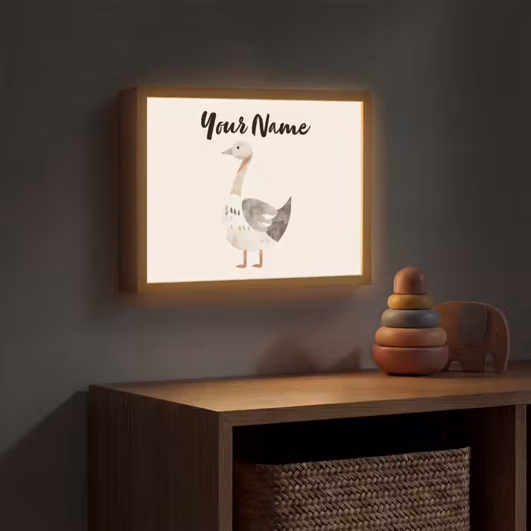 Gans - Dier - Pastel kleuren Light Box met batterij (Wandlamp kind) middel -sfeer5_kind