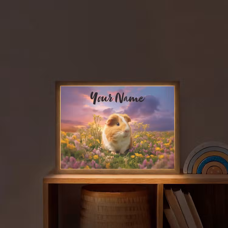 Cavia - Kleurrijk - Bloemen Light Box met batterij (Wandlamp kind) middel -sfeer1_kind