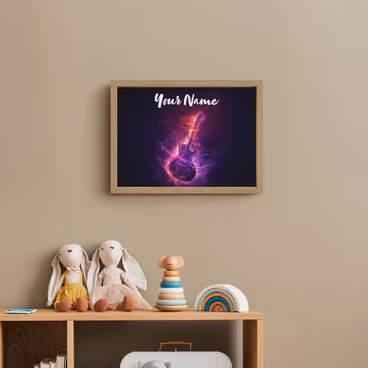 Gitaar - Muziek - Rook - Paars Light Box met batterij (Wandlamp kind) middel -sfeer2_kind
