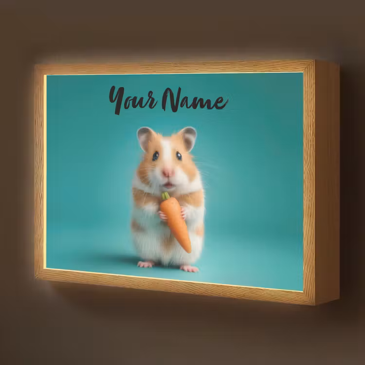 Hamster - Wortel - Blauw Light Box met batterij (Wandlamp kind) middel -z3d_website