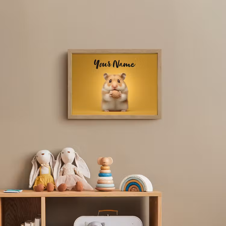 Hamster - Nootje - Geel - Knaagdier Light Box met batterij (Wandlamp kind) middel -sfeer2_kind