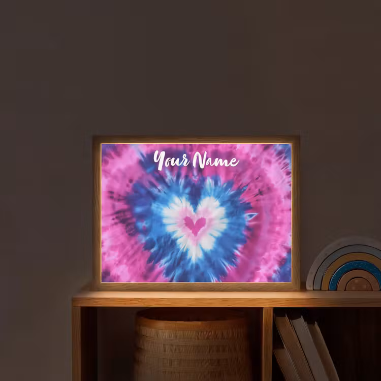 Hartje - Blauw - Tie Dye Light Box met batterij (Wandlamp kind) middel -sfeer1_kind