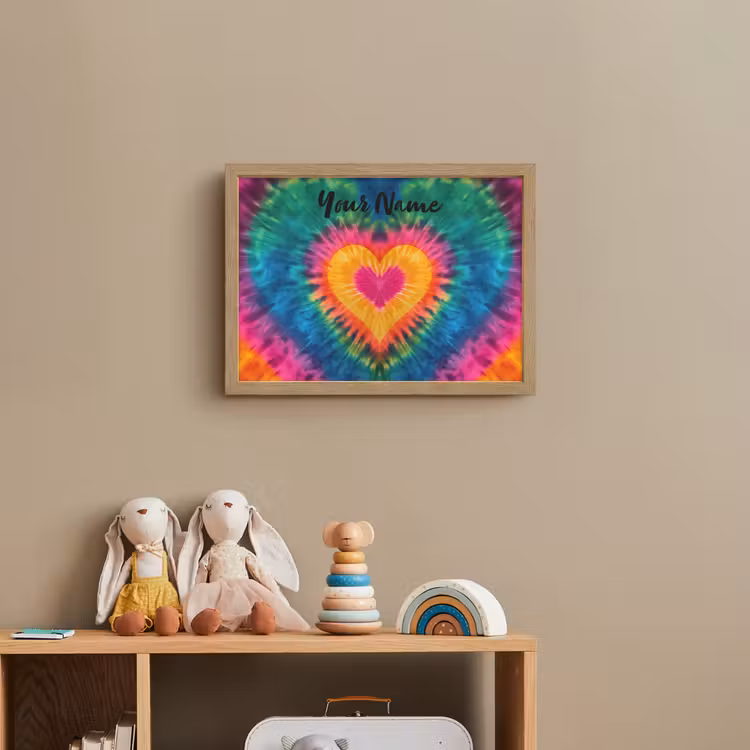 Hart - Kleurrijk - Regenboog - Tie Dye Light Box met batterij (Wandlamp kind) middel -sfeer2_kind