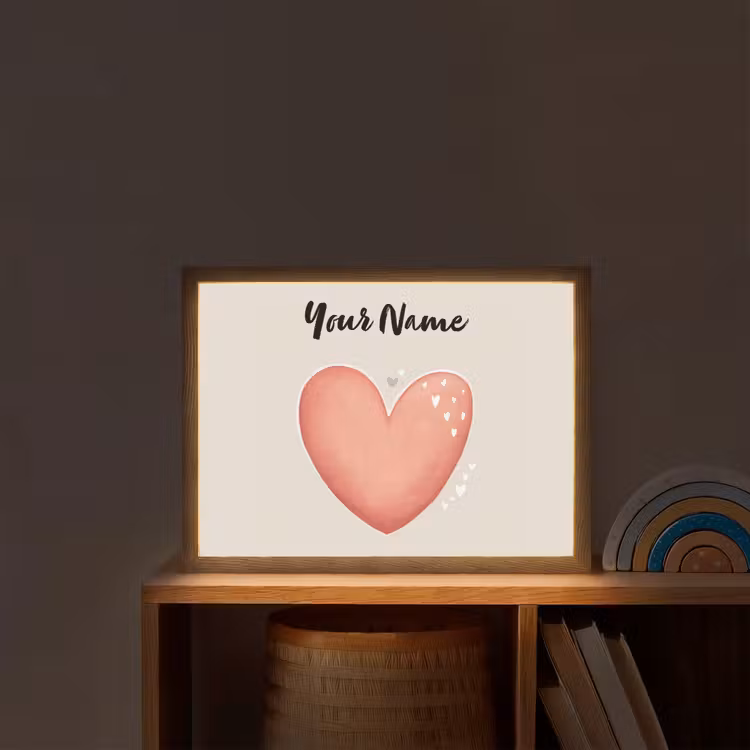 Hart - Rood - Minimalistisch Light Box met batterij (Wandlamp kind) middel -sfeer1_kind