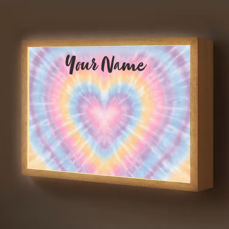 Hartvorm - Tie Dye - Pastelkleuren Light Box met batterij (Wandlamp kind) middel -z3d_website