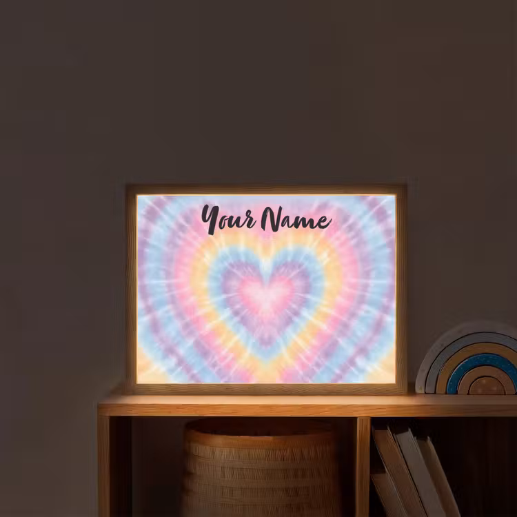 Hartvorm - Tie Dye - Pastelkleuren Light Box met batterij (Wandlamp kind) middel -sfeer1_kind
