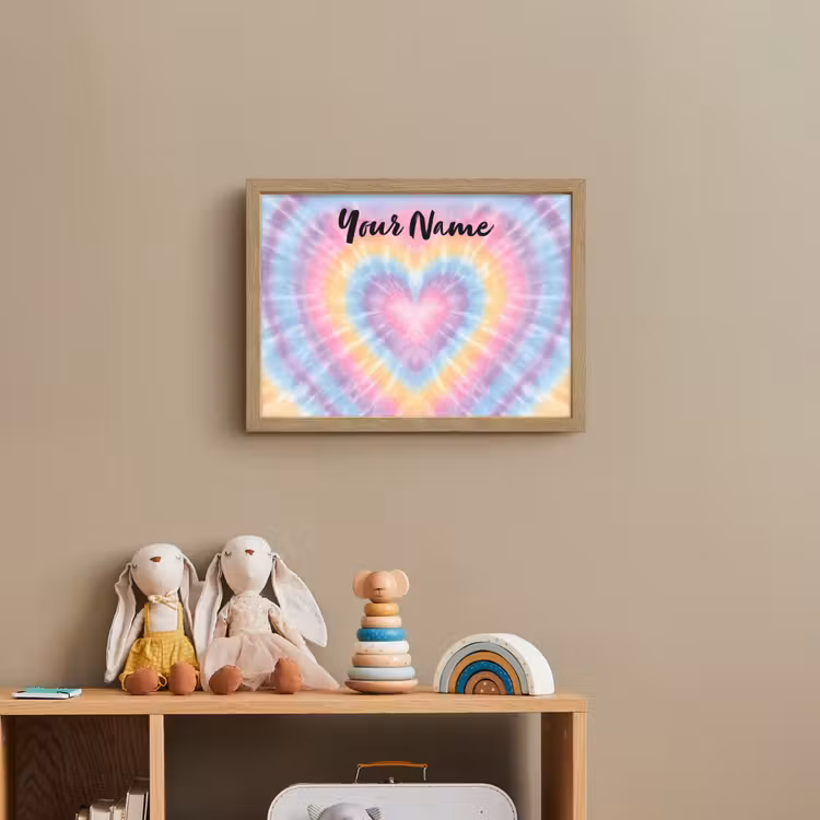 Hartvorm - Tie Dye - Pastelkleuren Light Box met batterij (Wandlamp kind) middel -sfeer2_kind