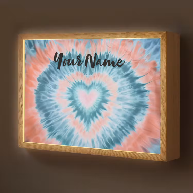 Hartvormig - Tie dye - Lichtblauw - Pasteltinten Light Box met batterij (Wandlamp kind) middel -z3d_website
