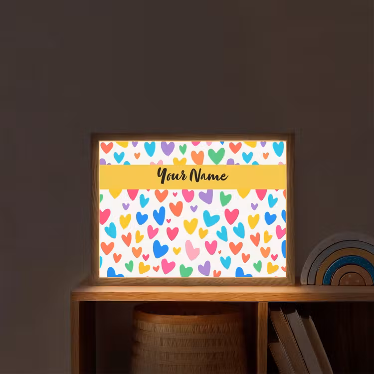 Hartjes - Kleurrijk - Patroon Light Box met batterij (Wandlamp kind) middel -sfeer1_kind