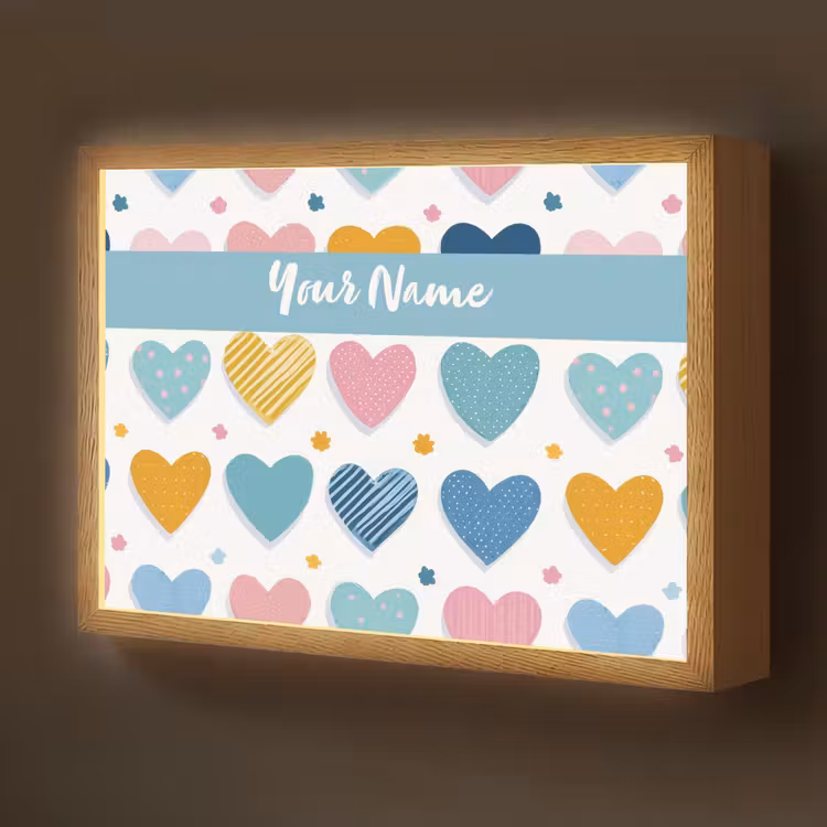 Hartjes - Pastel - Patroon Light Box met batterij (Wandlamp kind) middel -z3d_website