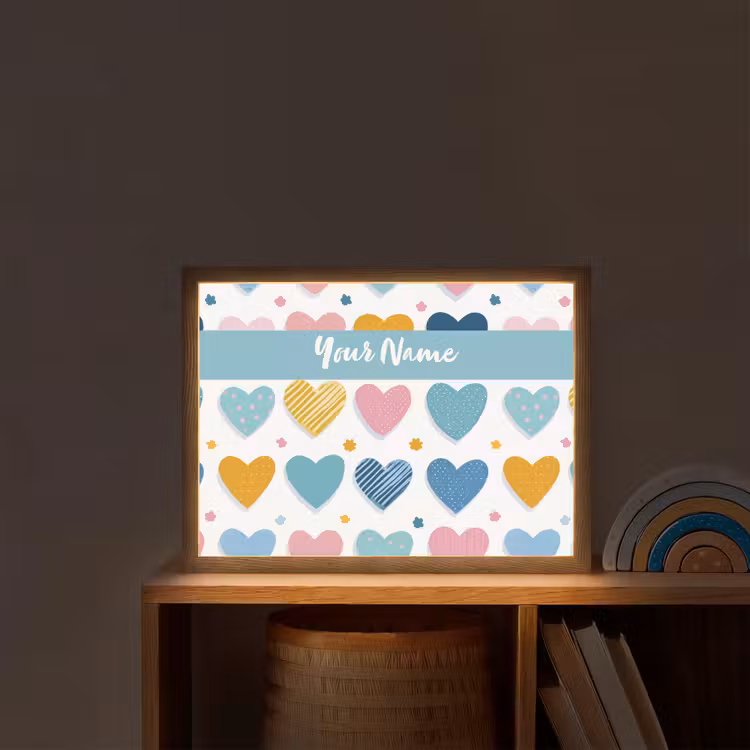 Hartjes - Pastel - Patroon Light Box met batterij (Wandlamp kind) middel -sfeer1_kind