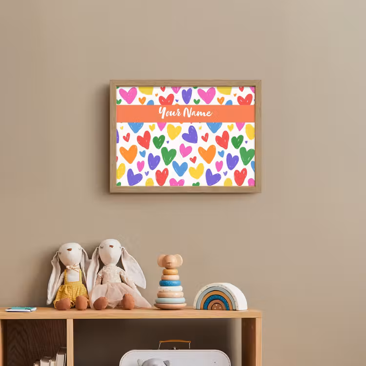 Hartjes - Patroon - Kleurrijk Light Box met batterij (Wandlamp kind) middel -sfeer2_kind