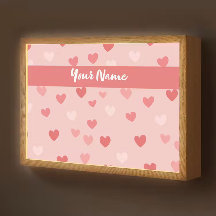 Hartjes - Patroon - Roze Light Box met batterij (Wandlamp kind) middel -z3d_website