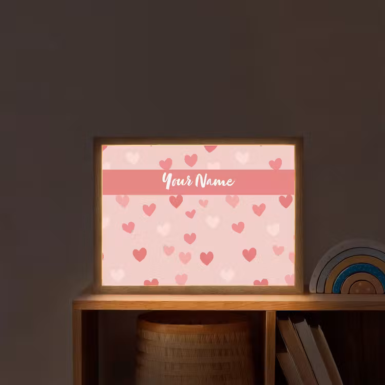 Hartjes - Patroon - Roze Light Box met batterij (Wandlamp kind) middel -sfeer1_kind