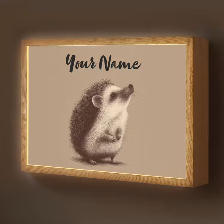 Egel - Snuitje - Bruin - Stekels Light Box met batterij (Wandlamp kind) middel -z3d_website