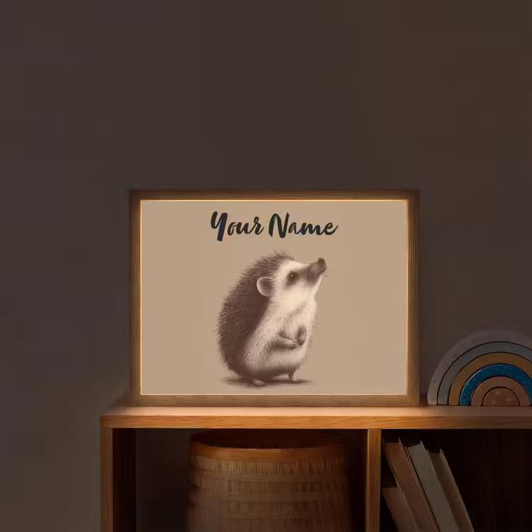 Egel - Snuitje - Bruin - Stekels Light Box met batterij (Wandlamp kind) middel -sfeer1_kind