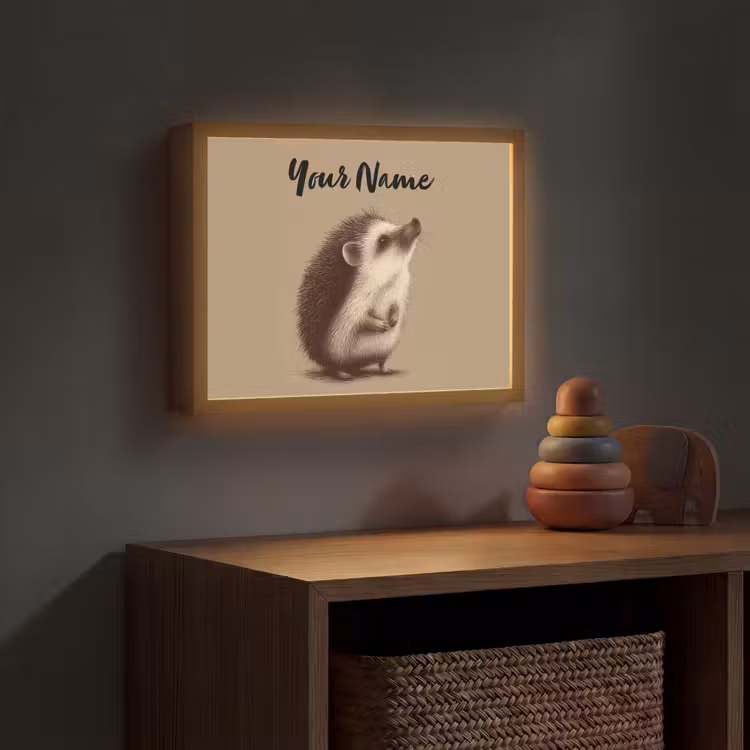 Egel - Snuitje - Bruin - Stekels Light Box met batterij (Wandlamp kind) middel -sfeer5_kind