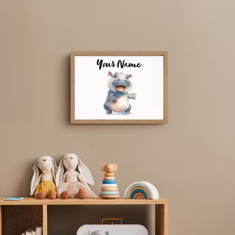 Nijlpaard - Baby dier - Dieren Light Box met batterij (Wandlamp kind) middel -sfeer2_kind