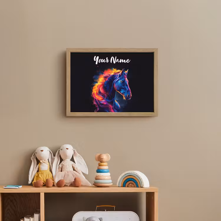 Paard - Dier - Rook - Zwart - Kleuren Light Box met batterij (Wandlamp kind) middel -sfeer2_kind