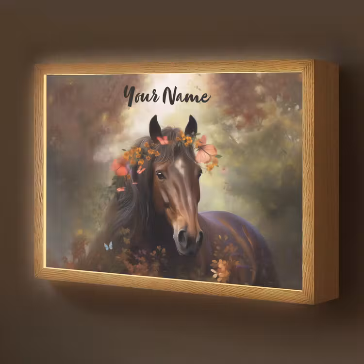 Paard - Dieren - Bloemen - Bos - Vlinder Light Box met batterij (Wandlamp kind) middel -z3d_website