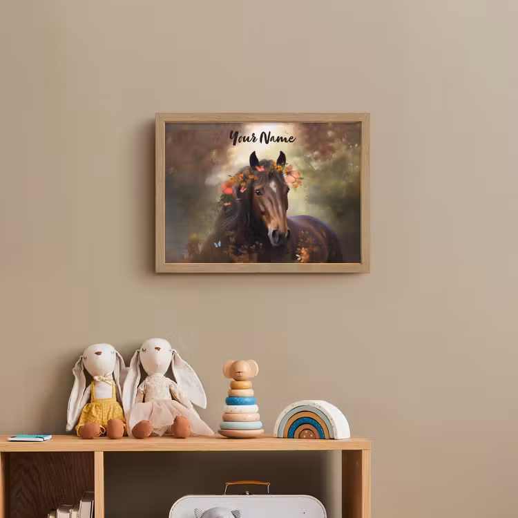 Paard - Dieren - Bloemen - Bos - Vlinder Light Box met batterij (Wandlamp kind) middel -sfeer2_kind