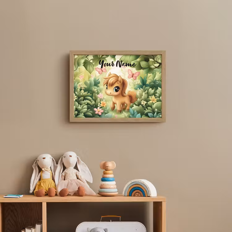 Paard - Bloemen - Vlinders Light Box met batterij (Wandlamp kind) middel -sfeer2_kind