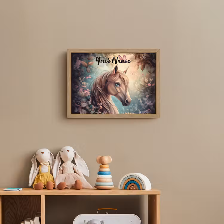 Paard - Bloemen - Vlinders Light Box met batterij (Wandlamp kind) middel -sfeer2_kind