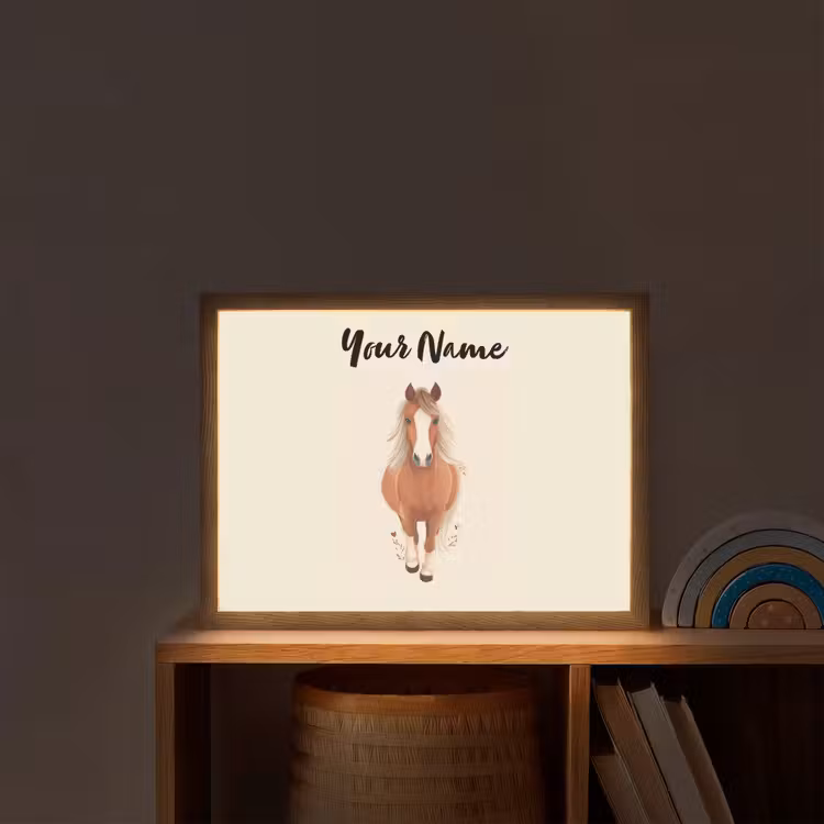 Paard - Galop - Bruin Light Box met batterij (Wandlamp kind) middel -sfeer1_kind