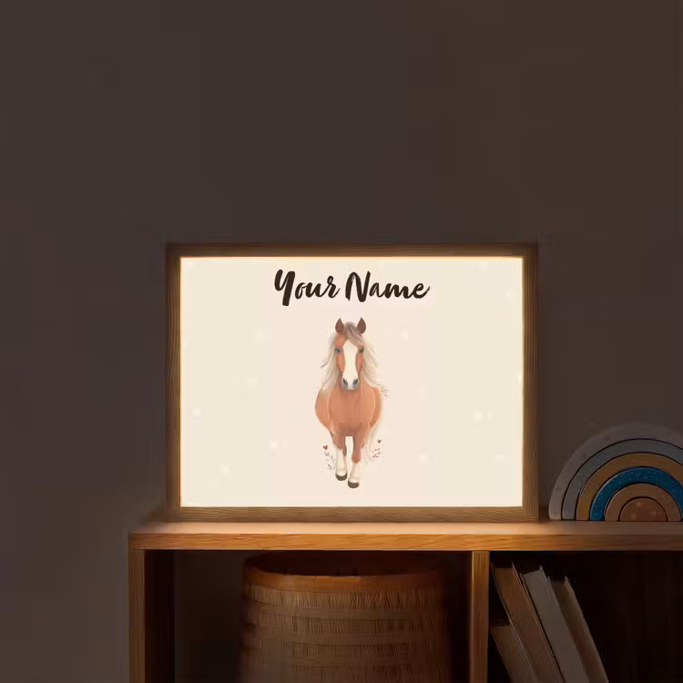Paard - Galop - Bruin - Stippen Light Box met batterij (Wandlamp kind) middel -sfeer1_kind