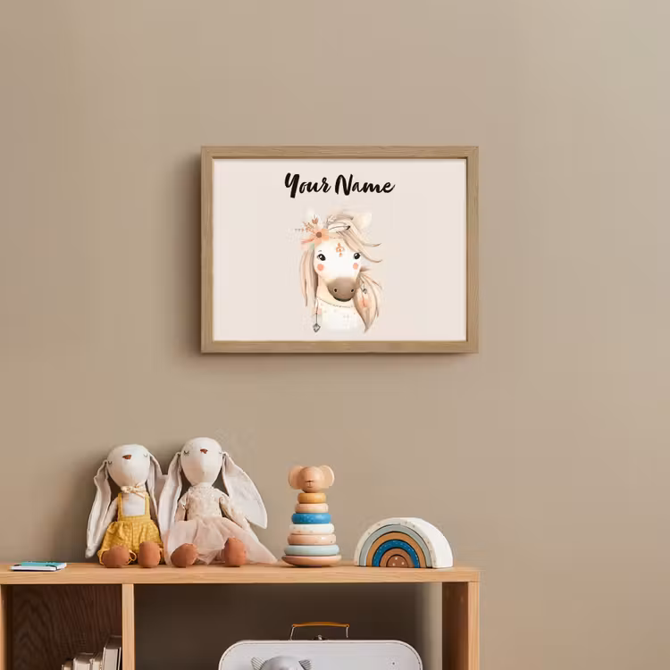 Paard - Manen - Bloemen - Veren Light Box met batterij (Wandlamp kind) middel -sfeer2_kind