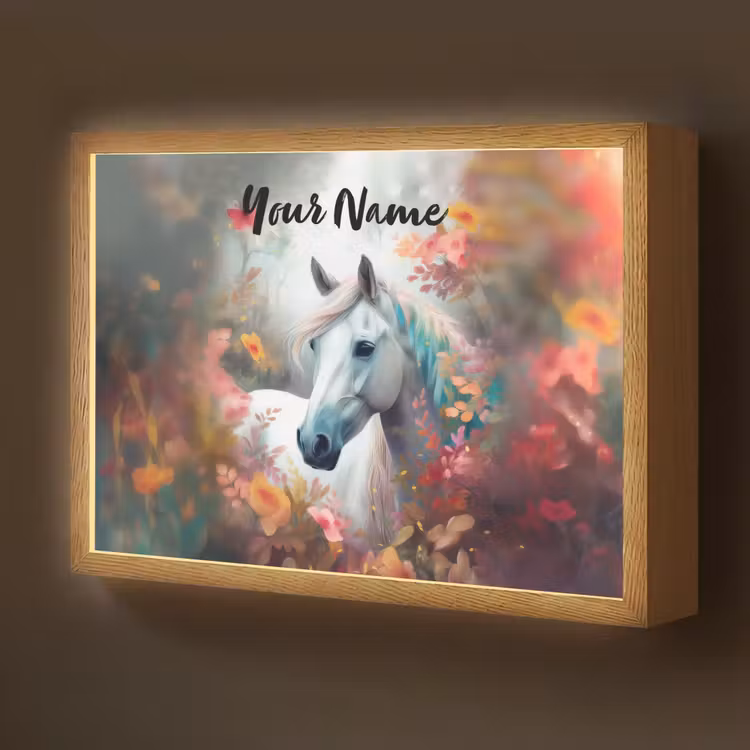 Paard - Natuur - Bloemen - Dieren - Bos Light Box met batterij (Wandlamp kind) middel -z3d_website
