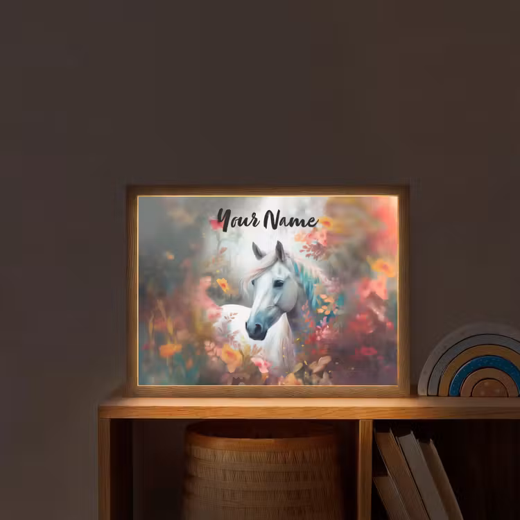 Paard - Natuur - Bloemen - Dieren - Bos Light Box met batterij (Wandlamp kind) middel -sfeer1_kind