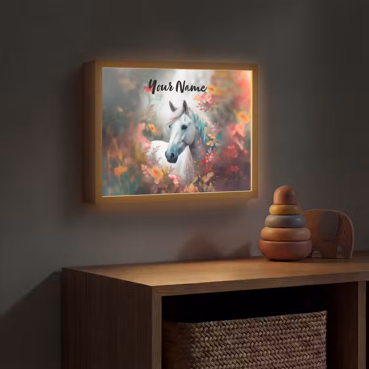 Paard - Natuur - Bloemen - Dieren - Bos Light Box met batterij (Wandlamp kind) middel -sfeer5_kind