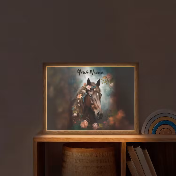 Paard - Natuur - Bloemen - Dieren - Bos Light Box met batterij (Wandlamp kind) middel -sfeer1_kind