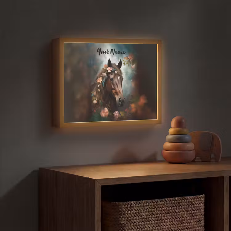 Paard - Natuur - Bloemen - Dieren - Bos Light Box met batterij (Wandlamp kind) middel -sfeer5_kind