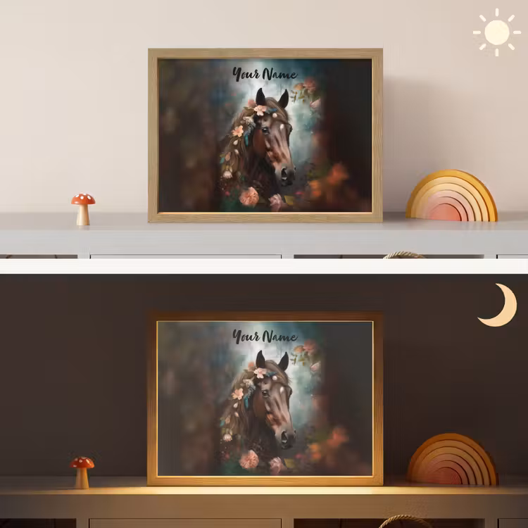 Paard - Natuur - Bloemen - Dieren - Bos Light Box met batterij (Wandlamp kind) middel -sfeer3_kind