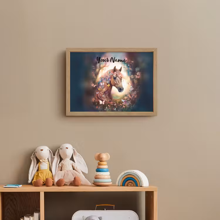 Paard - Natuur - Bloemen - Vlinders - Bos Light Box met batterij (Wandlamp kind) middel -sfeer2_kind