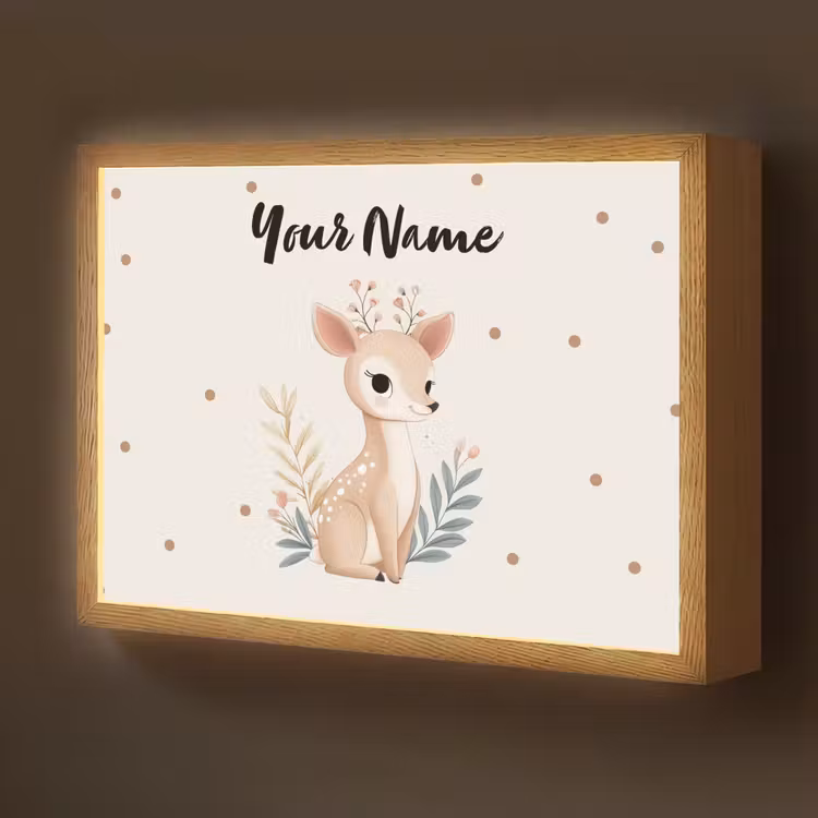 Illustratie - Stippen - Aquarel - Hertje Light Box met batterij (Wandlamp kind) middel -z3d_website