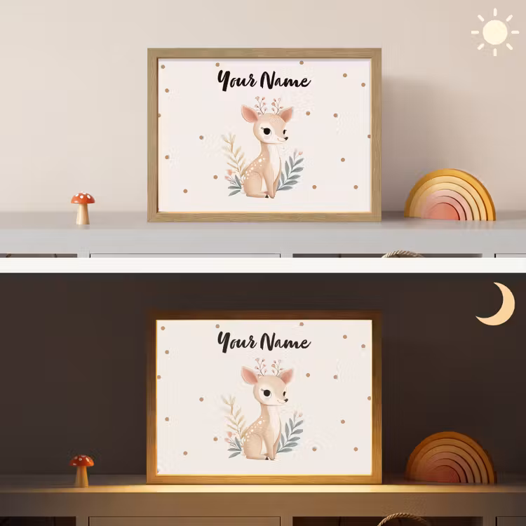 Illustratie - Stippen - Aquarel - Hertje Light Box met batterij (Wandlamp kind) middel -sfeer3_kind